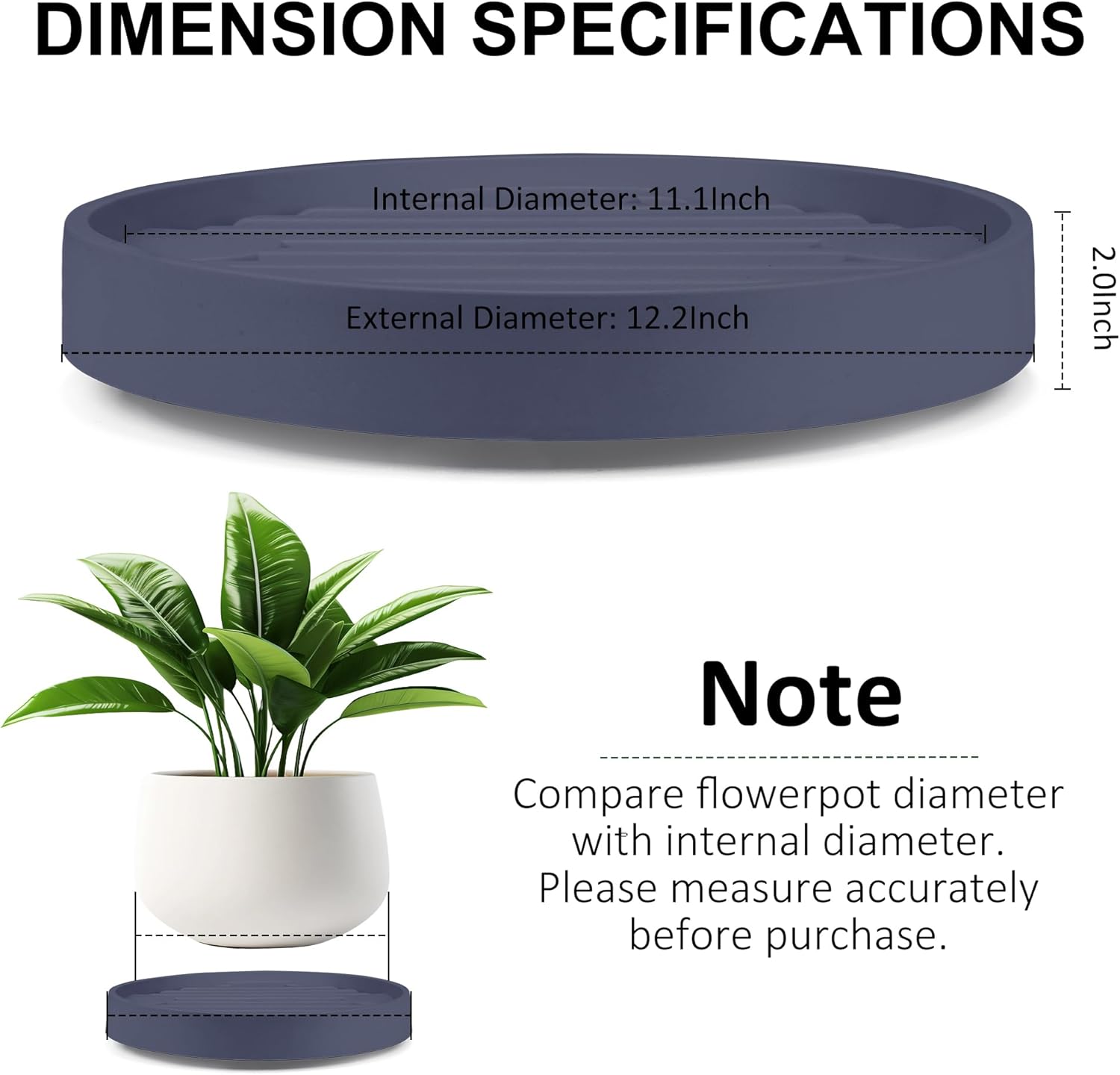 Support pour pot de fleurs, 28,3 cm, gris, 2 pièces, 4 roulettes invisibles, base amovible, support pour pot de fleurs - 4