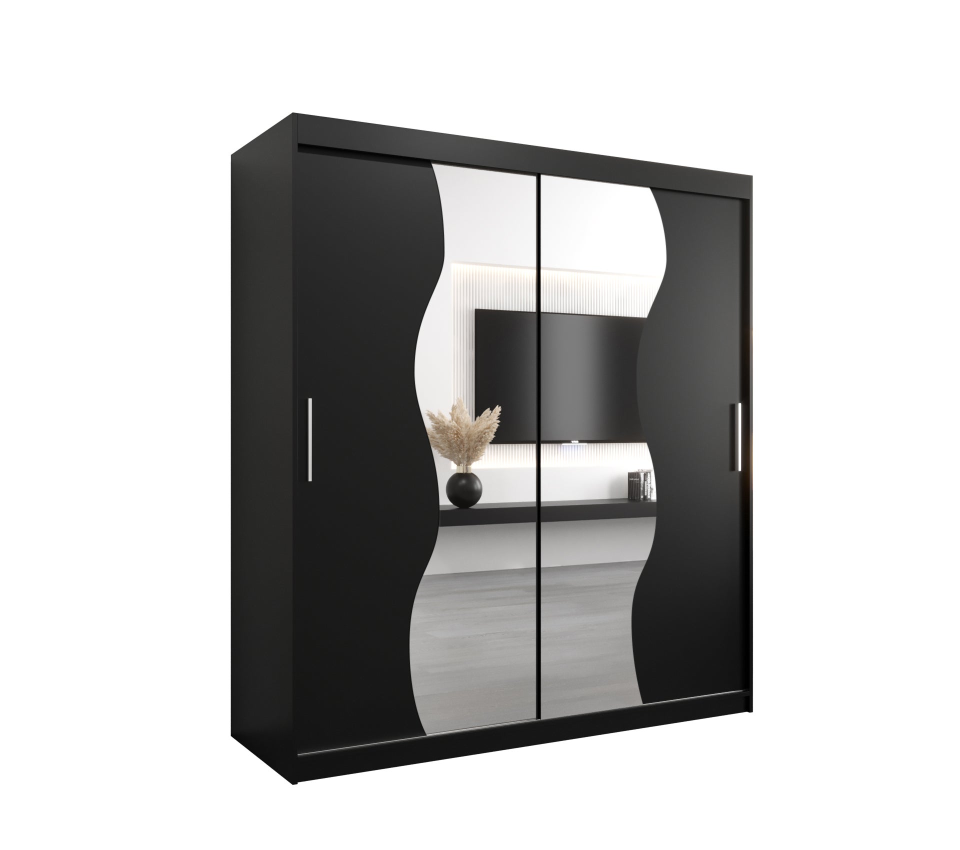Szafa przesuwna garderoba MADRYT 180 x 62 x 200 cm Czarny - Abiks Meble