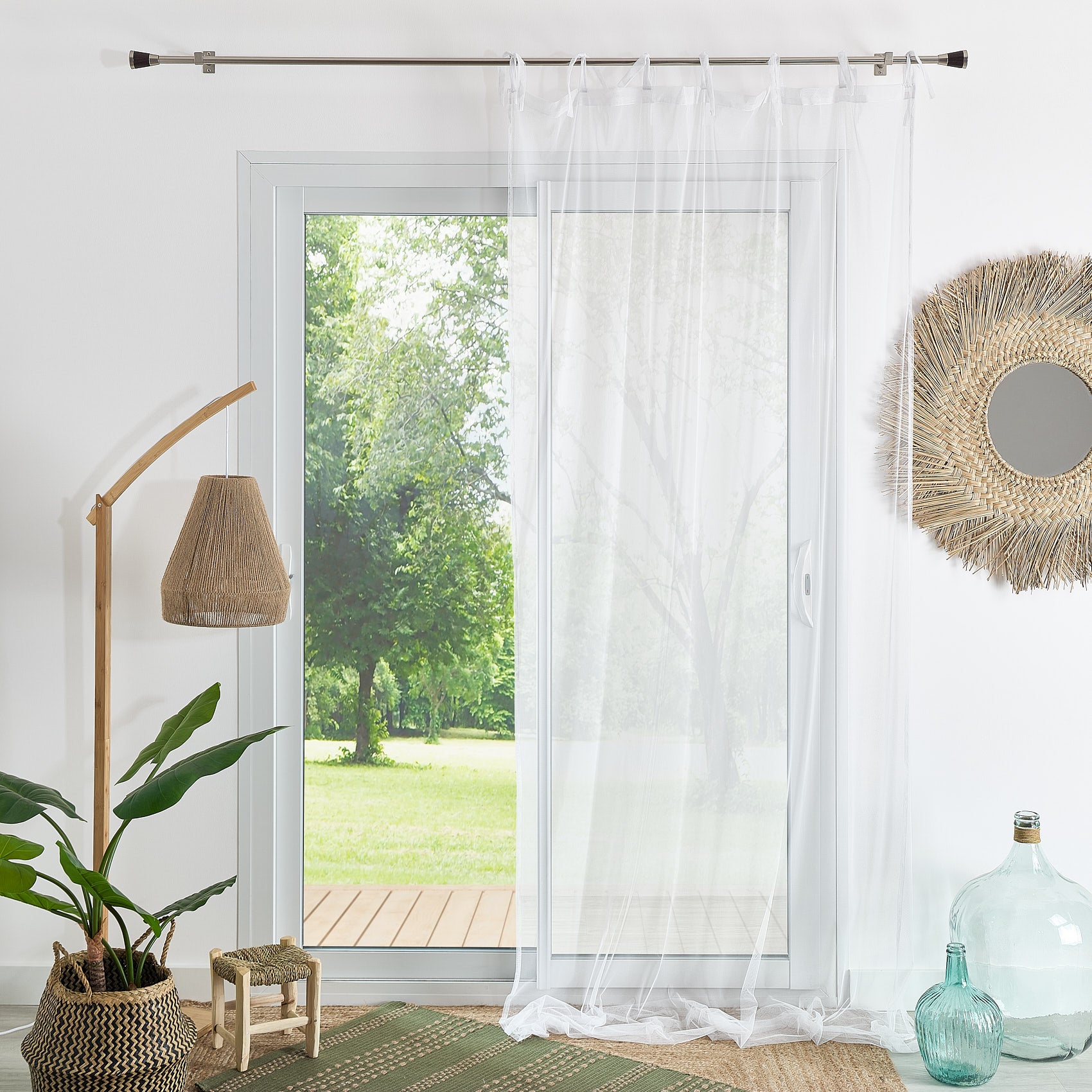 Voilage moustiquaire à nouettes - Blanc - 140x280 cm - Polyester - 6