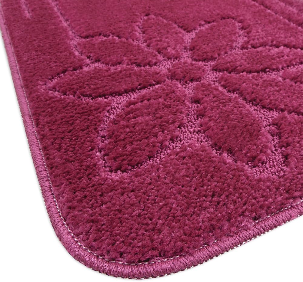 Tapete Banho Cor Sólida Antiderrapante Absorvente Tapete De Cabeceira 100% Fabricado Em Itália Roxo 50x110cm - 2