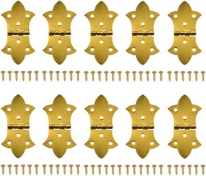 Lot De 20 Mini Charnières Dorées Pour Meubles Miniatures - 2 Pouces - En Acier