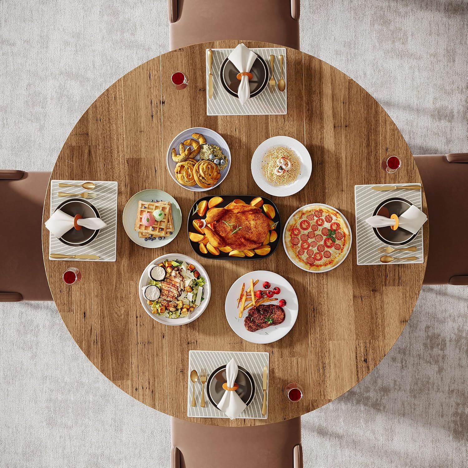 Tribesigns Tavolo da pranzo rotondo per 4 o 6 persone, 120*120*75CM, con gambe in metallo massiccio, per sala da pranzo, cucina - 5