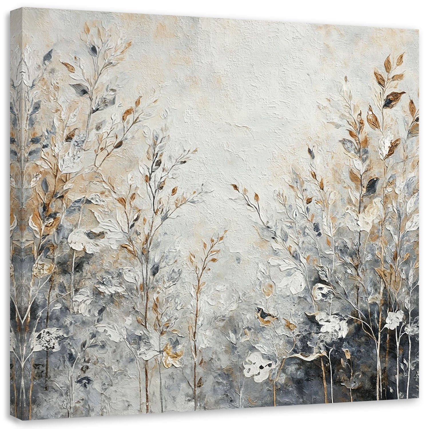 Obraz na płótnie, Rośliny Abstrakcja Botanika Złoty 40x40