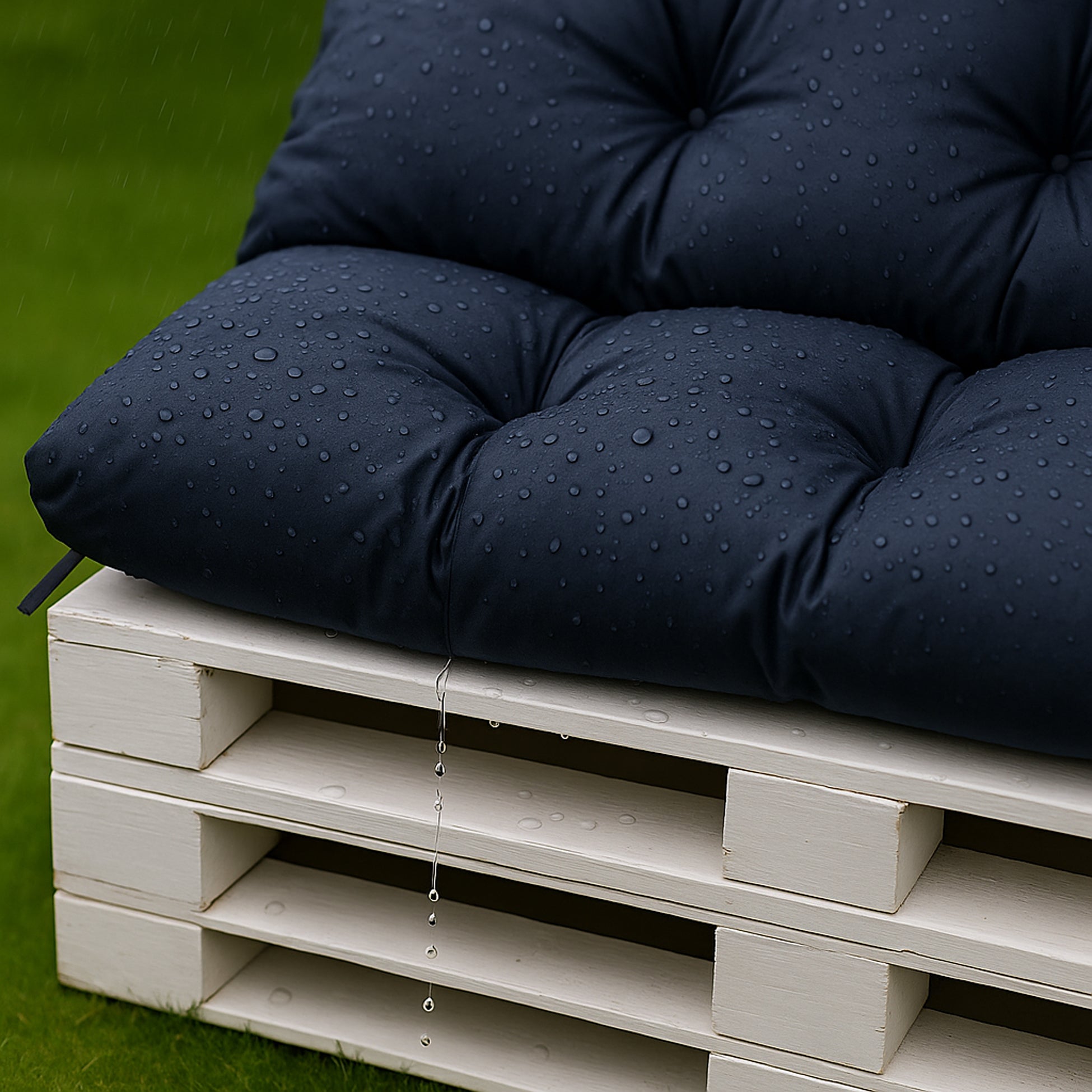 Set coussins pour palettes 120x80 avec dossier 120x40 bleu foncé – coussins extérieurs pour canapé palette, matelas jardin durable - 6