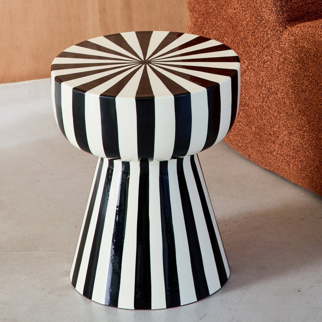 Mesa de apoio em aço esmaltado listras, Preto - 5