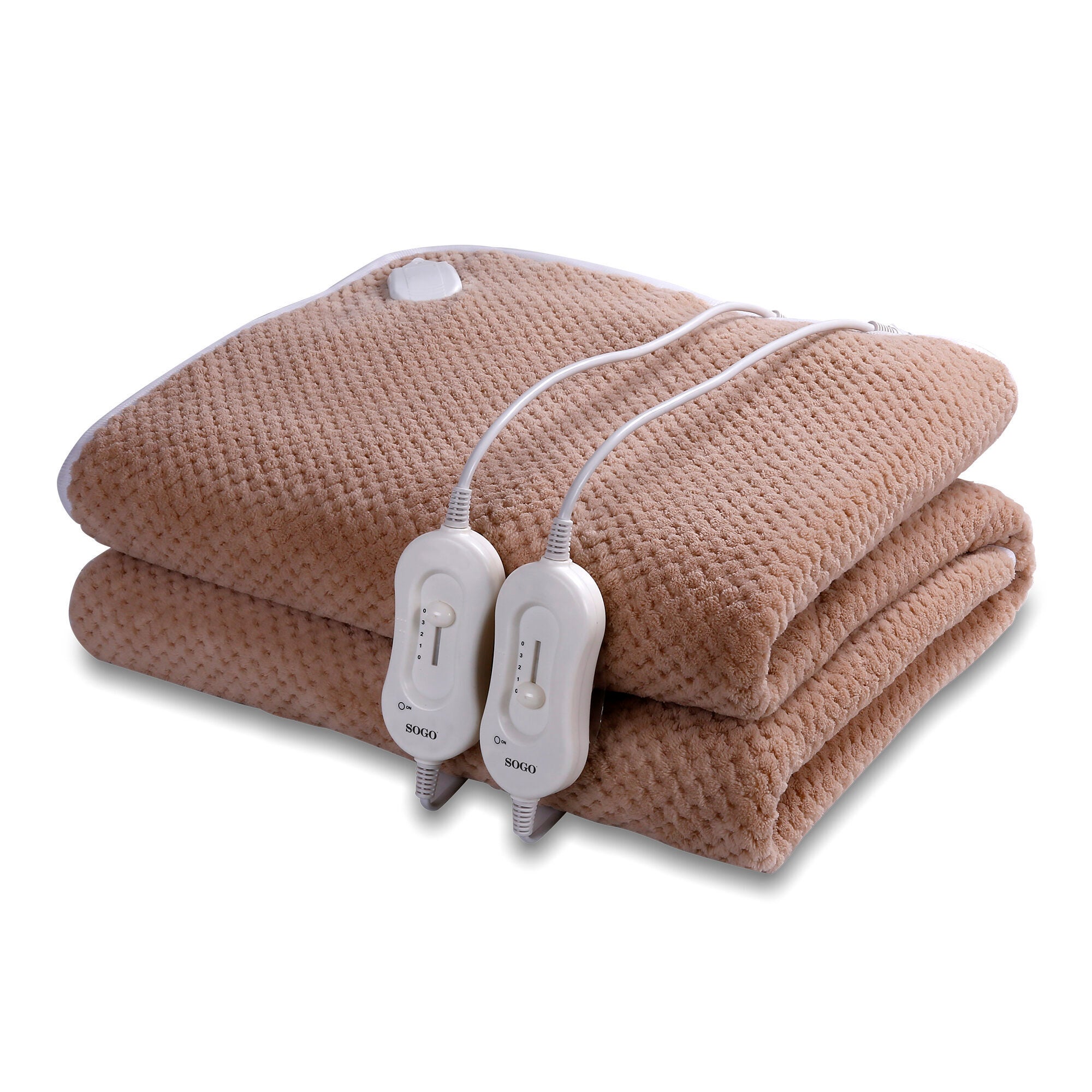 Manta electrica xxl con material lana de coral + polyester, 160 x 140cm - 120w, color beige