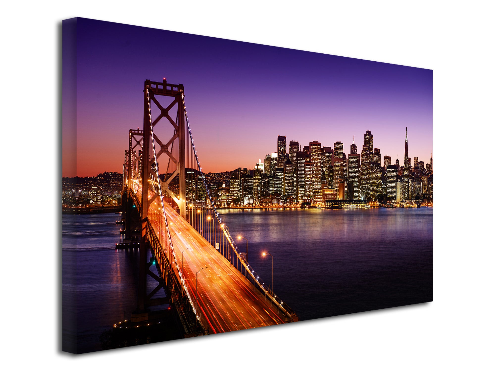 Tableau Sur Toile Coucher De Soleil Lac Pont 50x70cm - Décoration Murale Moderne Salon Chambre