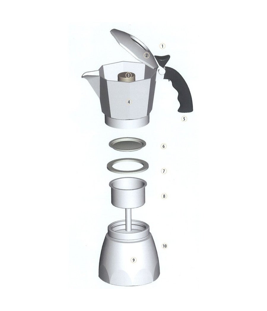 Kit Ricambi Per Moka Espresso: Maniglia, Guarnizione, Imbuto E Filtro - Per 1, 3, 6, 9, 12 Tazze