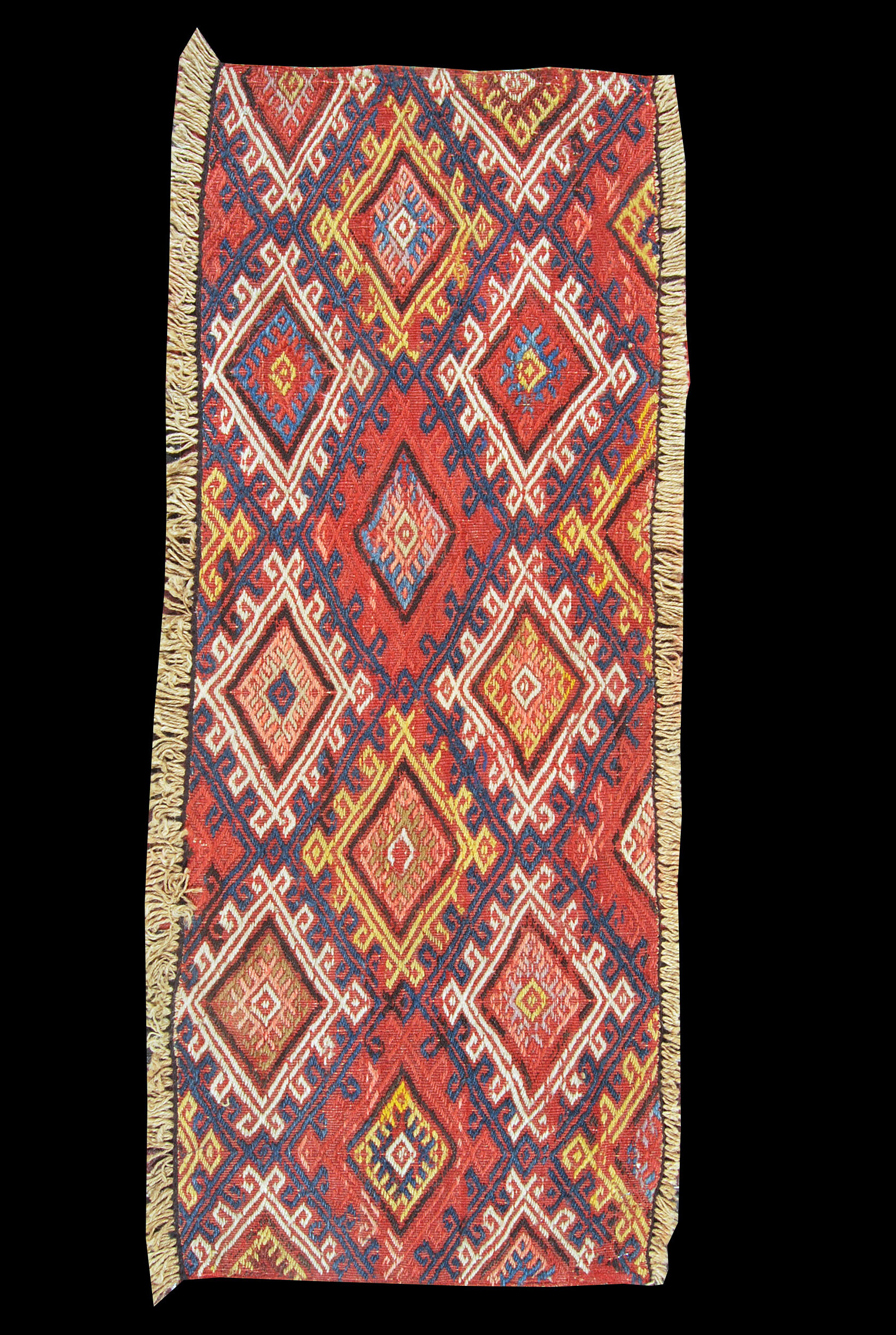 Auténtico kilim/alfombra anudada a mano con certificado de autenticidad. 92x35cm ( galleriafarah1970 )