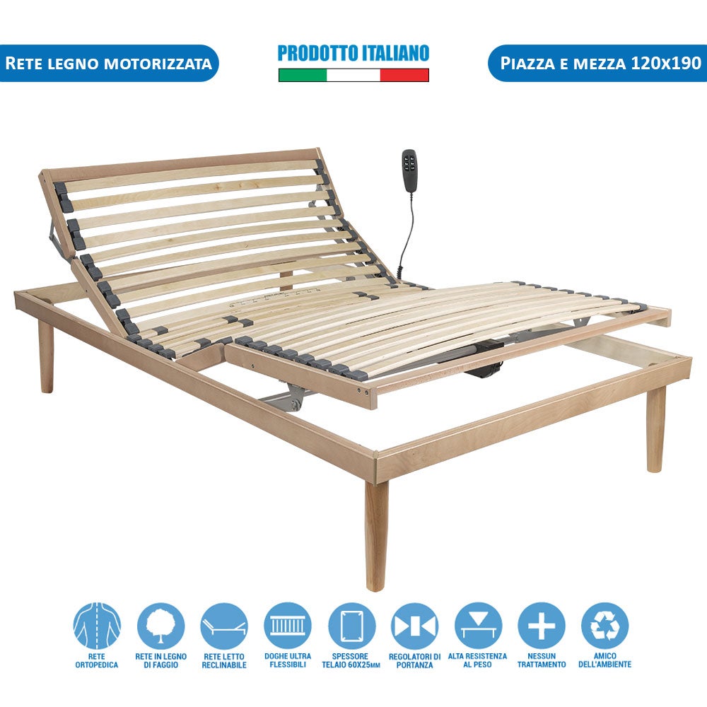 Rete letto ortopedica motorizzata una piazza e mezza 120x190