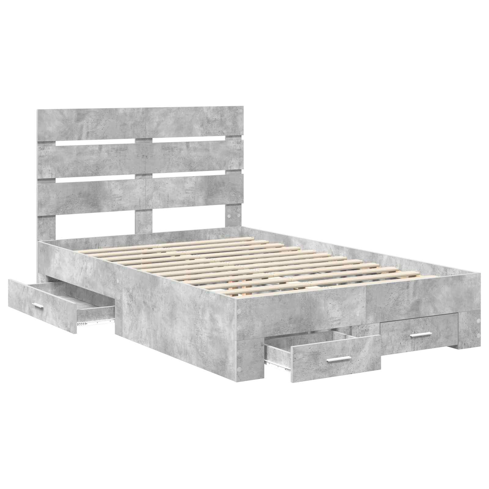 Cadre de lit en panneau de bois, gris béton, pour la chambre, 135 × 190 cm - 5