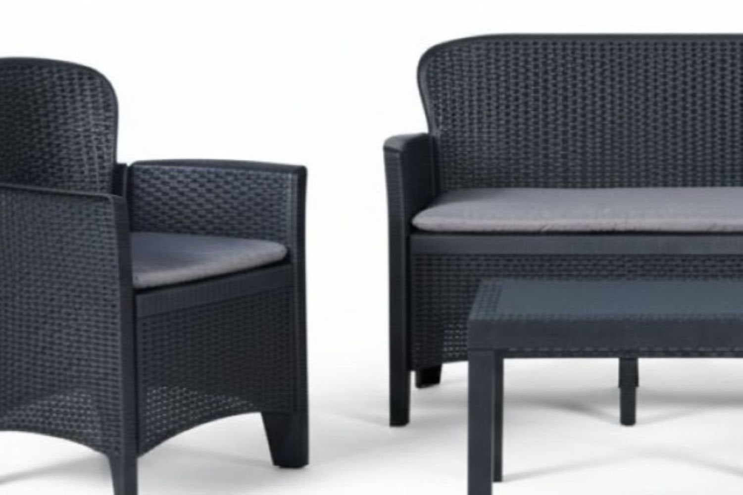 Salon bas de jardin en Plastique Noir 4 personnes - 9