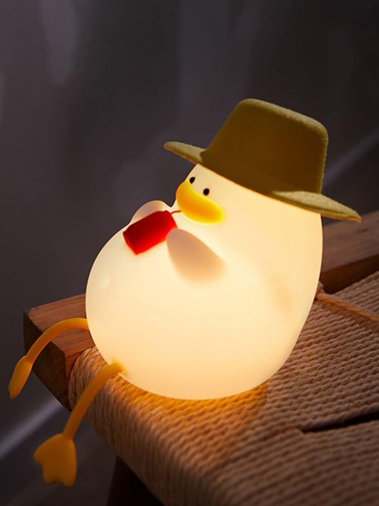 Biało-żółta lampka nocna LED dla dzieci (1 sztuka), wykonana z miękkiego silikonu, z 3 poziomami jasności reagującymi na dotyk, zmianą koloru i timer