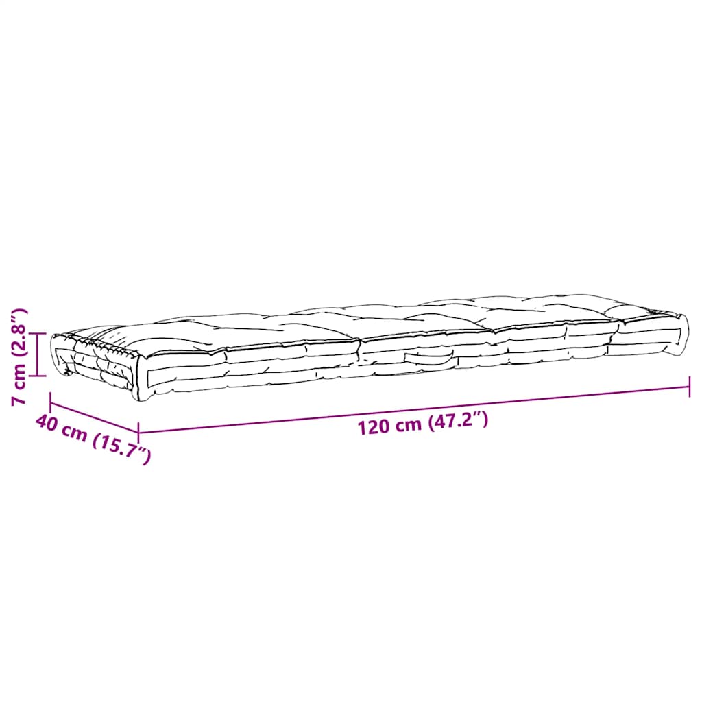 Almofadão p/ móveis de paletes algodão 120x40x7 cm cinzento vidaXL - 8