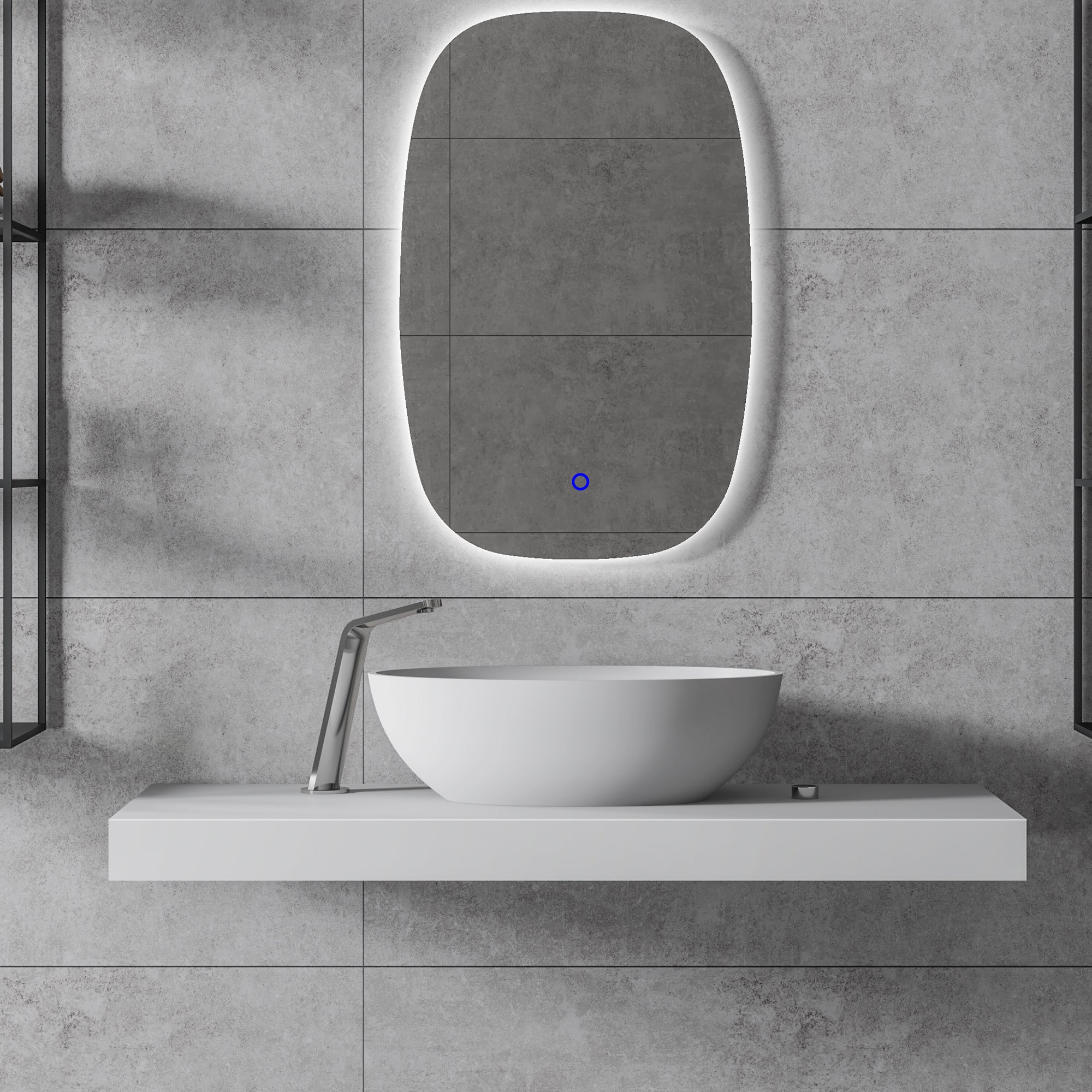 Vasque à encastrer Italia Bruntec Solid Surface, blanc mat, vasque déplacée