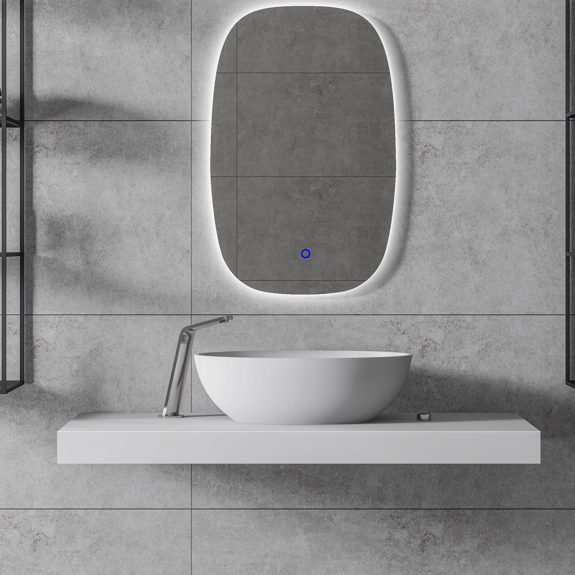 Vasque à encastrer Italia Bruntec Solid Surface, blanc mat, vasque déplacée Vasque à encastrer Italia Bruntec Solid Surface, blanc mat, vasque déplacée
