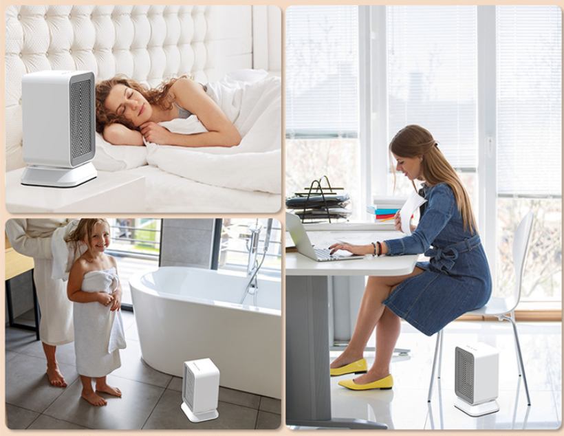 Chauffage oscillant silencieux de 1 000 W, chauffage de bureau à domicile, petit chauffe-pieds et chauffe-mains - 7