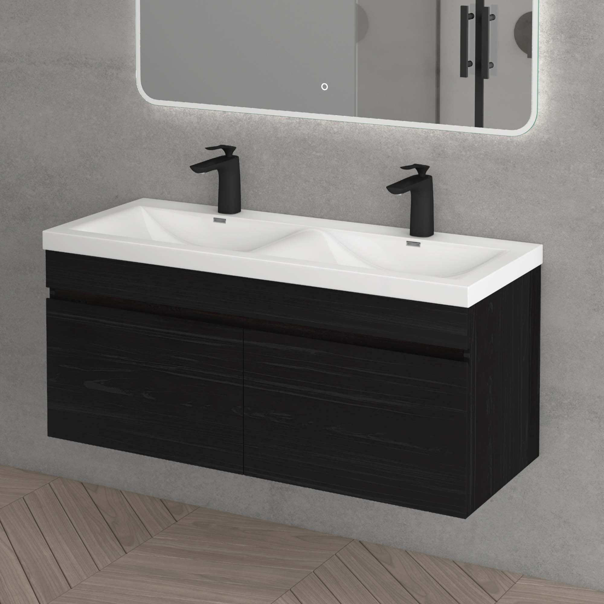 Meuble De Salle De Bain Cardellino Noir 150 Cm – Avec Lavabo Inclus (neuf)