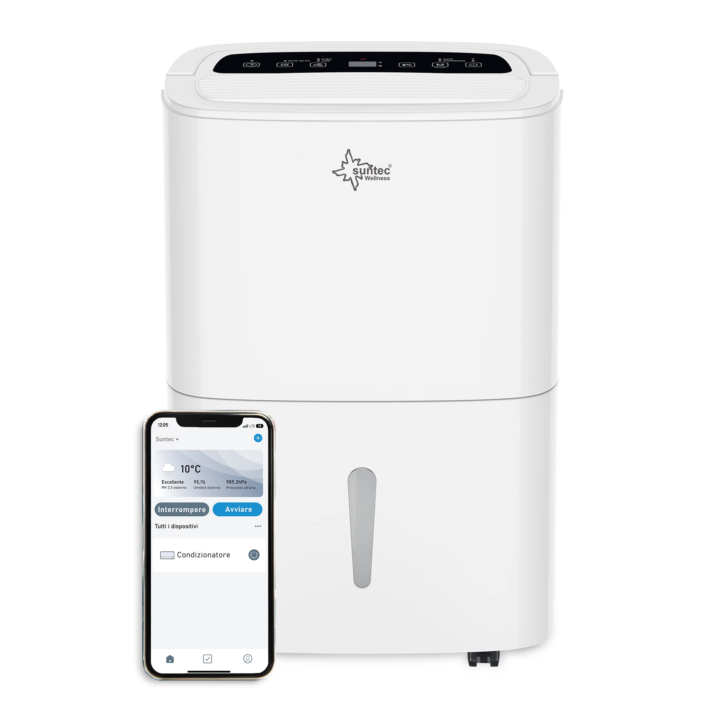 Deumidificatore AEF2000 W 20L/giorno, Per Ambienti Fino A 40 M², Controllo Tramite App, Serbatoio 5,5 L
