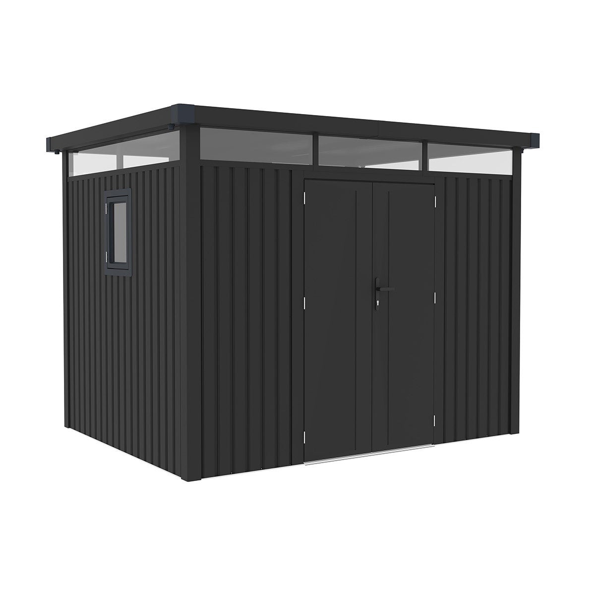 Abri de jardin moderne gris anthracite toit plat en acier galvanisé - 2