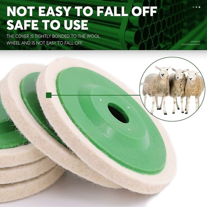 Vert - 10 disques de polissage en feutre de laine pour meuleuse d'angle, 10cm/8mm - 4