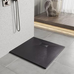 Receveur de douche Heilmetz L. 80x l. 80 cm Noir Carré Semblable à la Pierre Bac à douche en SMC