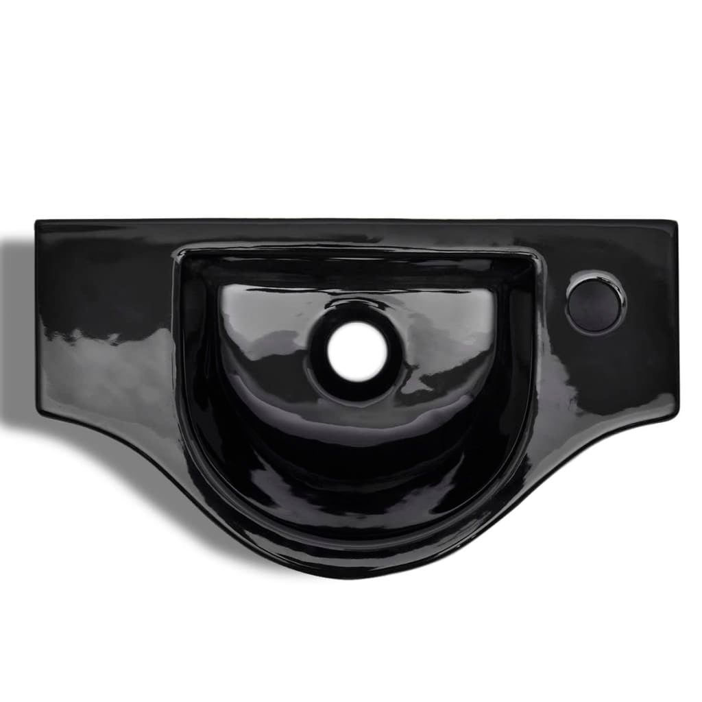 Vasque à trou pour robinet céramique Noir pour salle de bain - 5