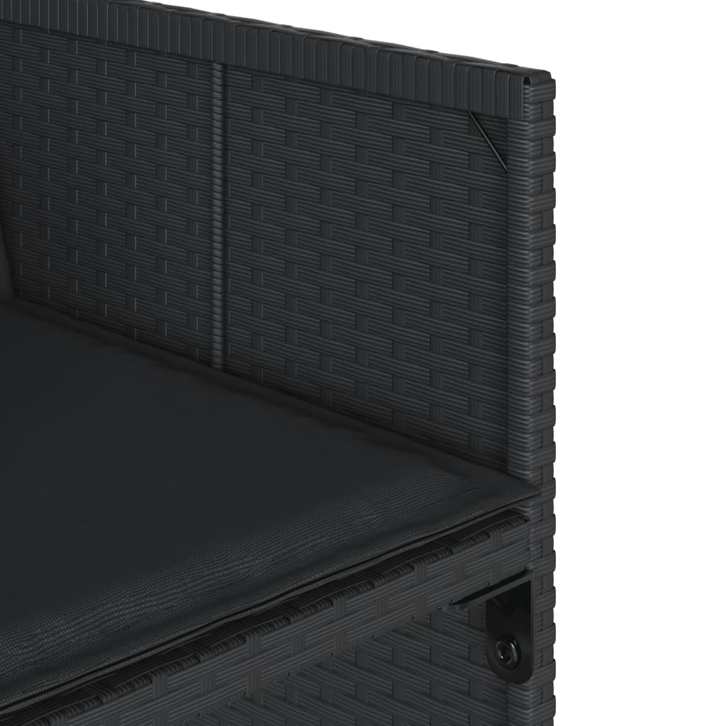 Set de muebles jardín 5 piezas con cojines ratán sintético negro - 8
