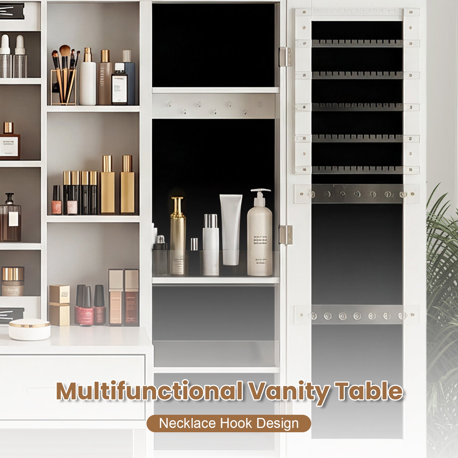 Coiffeuse 5 tiroirs miroir coulissant LED 3 tons avec station de charge intégrée rangement bijoux tabouret meuble chambre grande capacité - 5