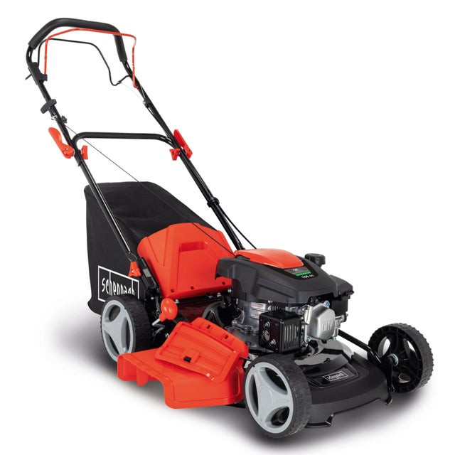 Scheppach Tondeuse à gazon thermique MS161-46 – Moteur à essence 4 temps 150 cm3 – Largeur de coupe 46 cm – Bac de 55 L – Ejection latérale