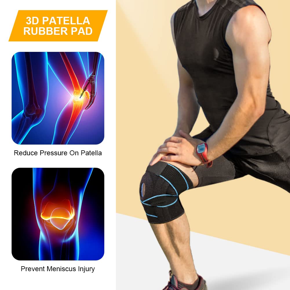 Genouillère avec stabilisateur latéral et coussinets en caoutchouc - Genouillère réglable pour rotule et ligaments - 4