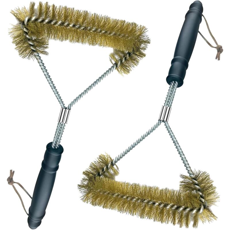 Szczotka do grilla, 2 sztuki, 30,5 cm, z włosiem z mosiądzu, zapobiegająca przypaleniom