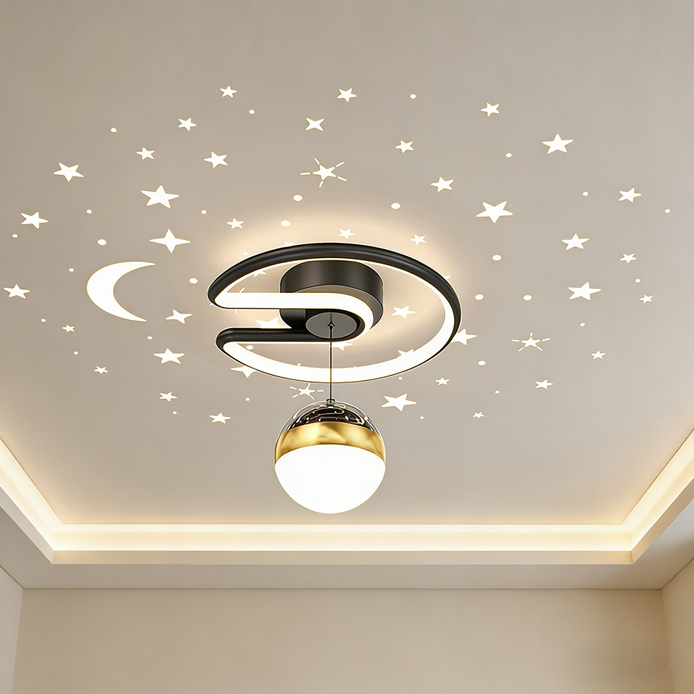 Plafonnier LED, Lustres modernes, Petit plafonnier avec projection de ciel étoilé, Applique d'entrée φ24 cm, 3 températures de couleur (3000K - 6000K) - 3