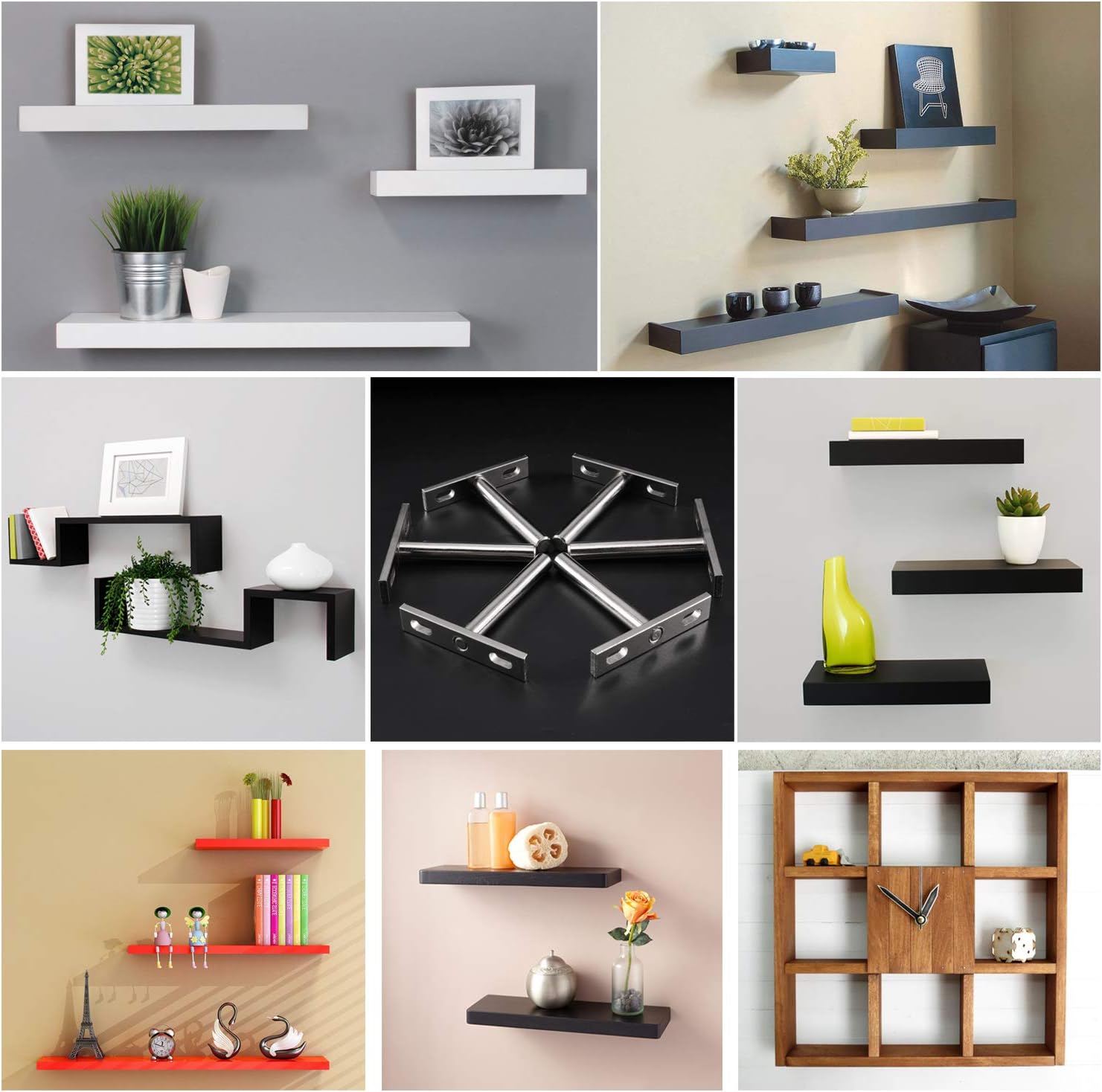 Staffa metallica monoblocco per il fissaggio della mensola sospesa; fissaggi nascosti da 7,6 cm per sostenere la mensola sospesa; staffa nascosta per - 5