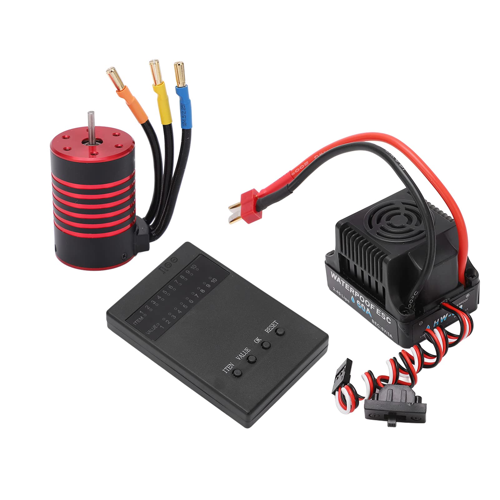 Moteur Sans Balais 3650 5200KV + ESC 60A Avec Carte Programmation – Pour Voiture RC 1/10, Haute Performance