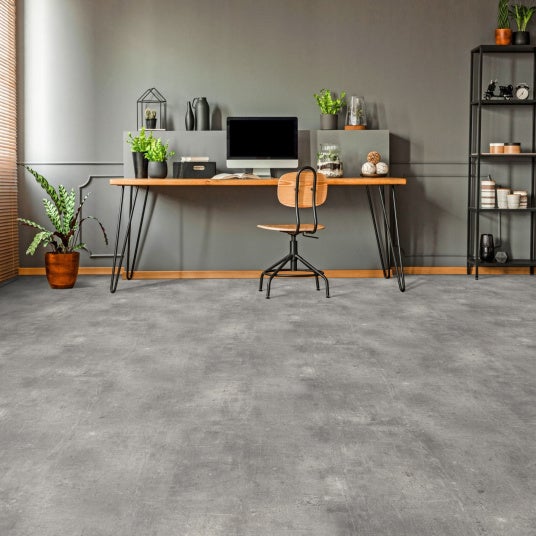 Sol PVC Textile - Aspect béton griffé gris - Rouleau de 4m x 3m - 4