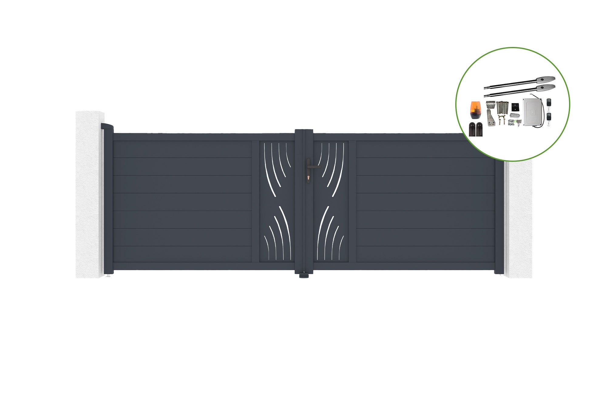 Brama skrzydłowa 3,5m VELETA H.120cm aluminiowa + napęd TANKER B250