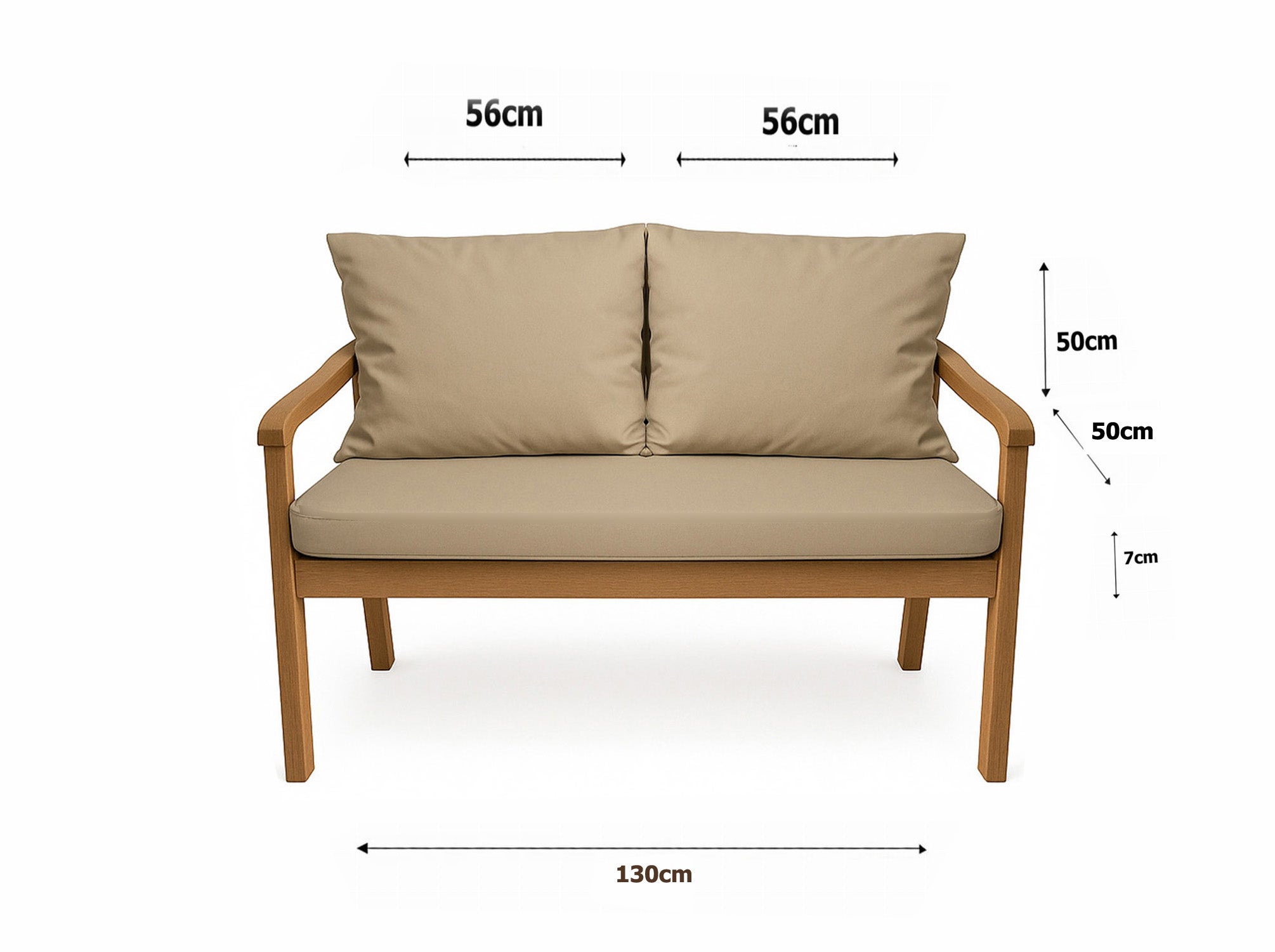 Coussin pour banc 130x50x50cm, Coussins pour balancelle de jardin Beige, couvertures amovibles, Coussin extérieur/intérieur - 3