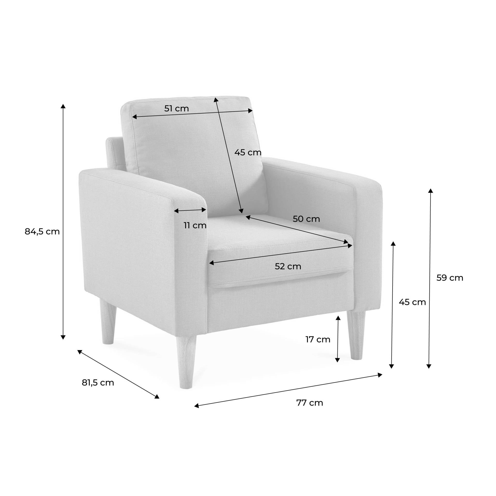 Fauteuil à bouclettes crème. scandinave - Bjorn - Canapé 1 place fixe droit pieds bois - 4