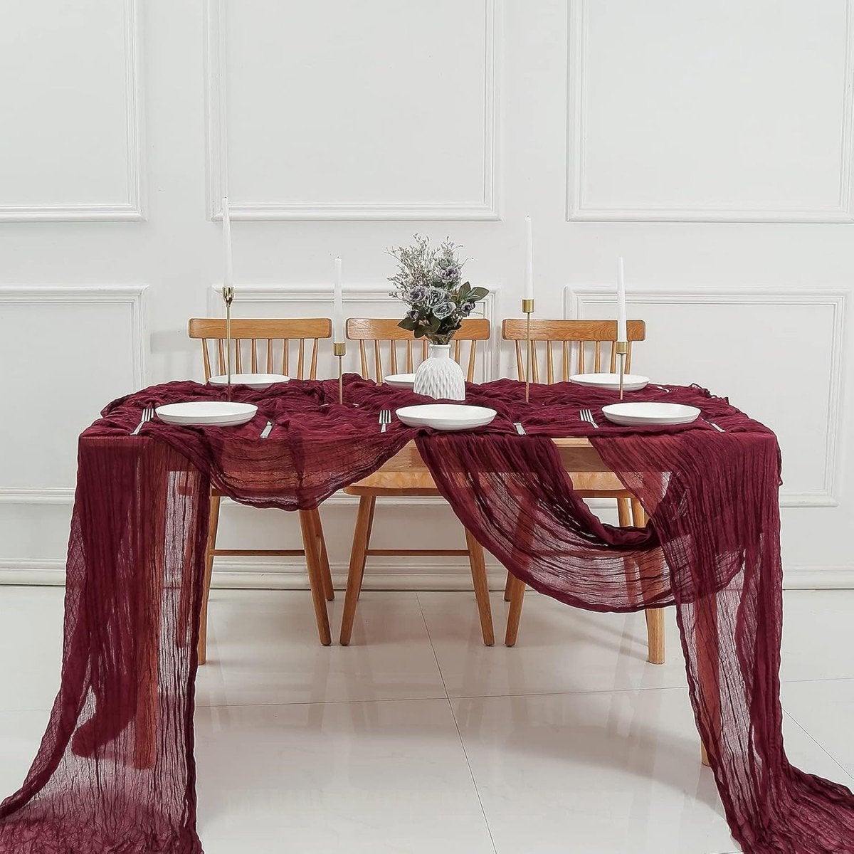 Runner Da Tavolo In Chiffon 305x72 Cm | Morbido E Semplice Per Matrimoni E Cene