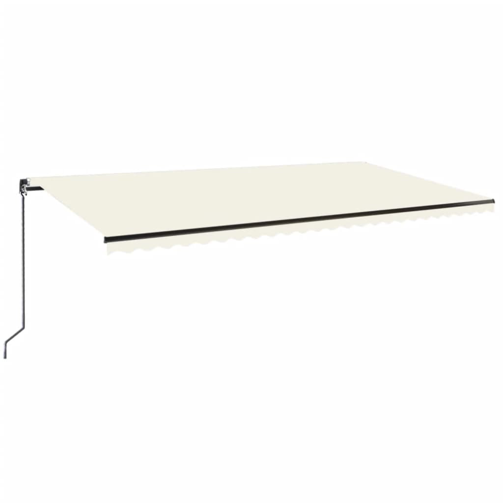 VidaXL Tenda Da Sole Manuale Retrattile Con Pali - 4x3,5 M, Tessuto Crema, Telaio Grigio, Protezione UV E Acqua