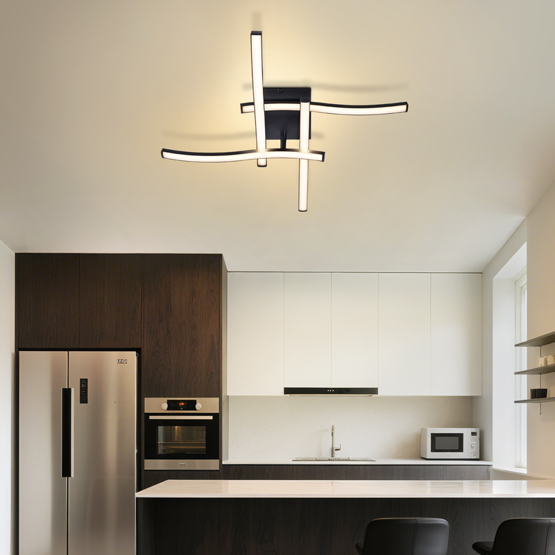 Lampa sufitowa LED Nettlife Wave Design, czarna – 24 W, 3000 K, ciepła biel – nowoczesna lampa do salonu, sypialni, kuchni, biura - 5