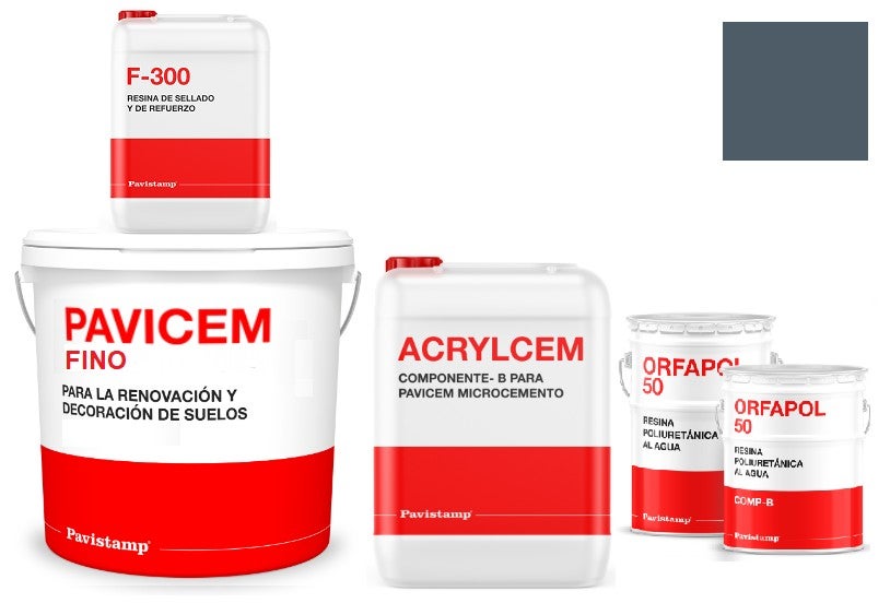 Kit microcemento 8 m2 bicomponente para paredes de yeso o pladur - poliuretano brillo-azul oscuro