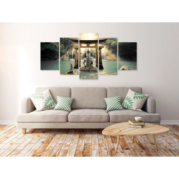 Tableau Zen Buddha Smile (5 Parts) Wide 100x50 cm - 2
