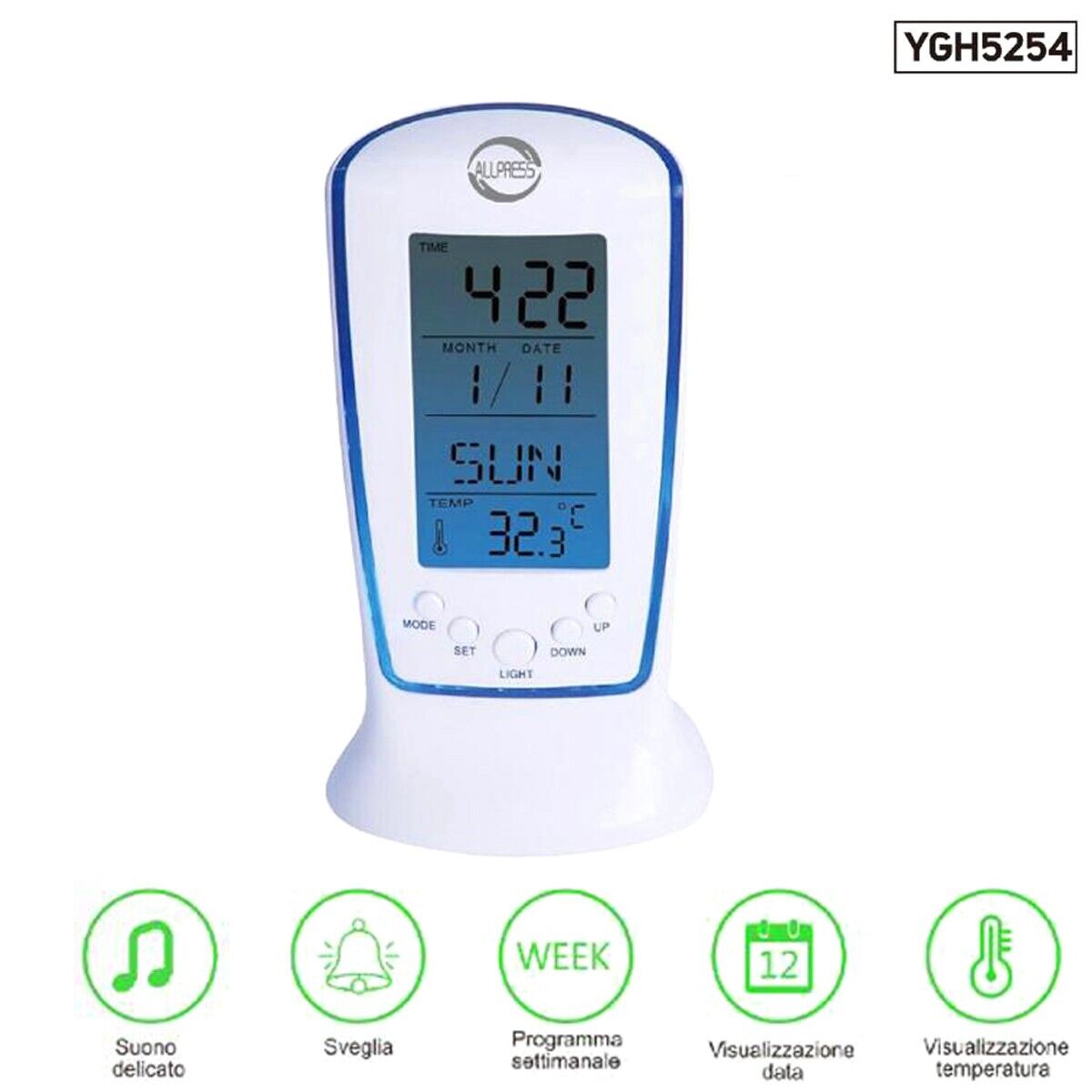 Sveglia Digitale Braun Con Visualizzazione Di Data, Mese E Temperatura - Foto 4