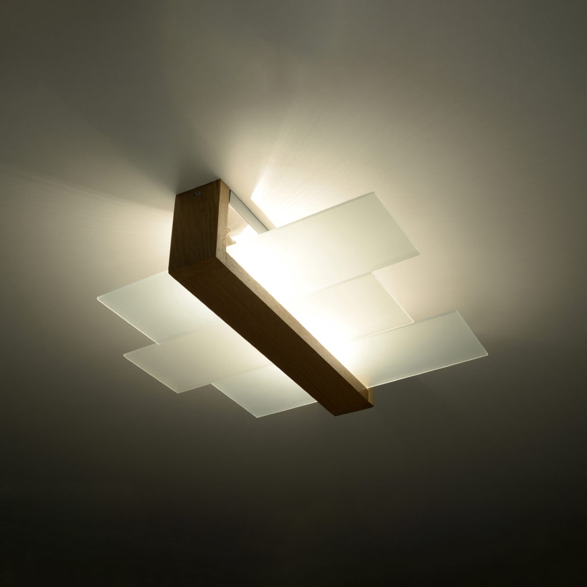 Plafon IGNIS 2 naturalne drewno LED 3000K - 43x43x12cm Sollux
