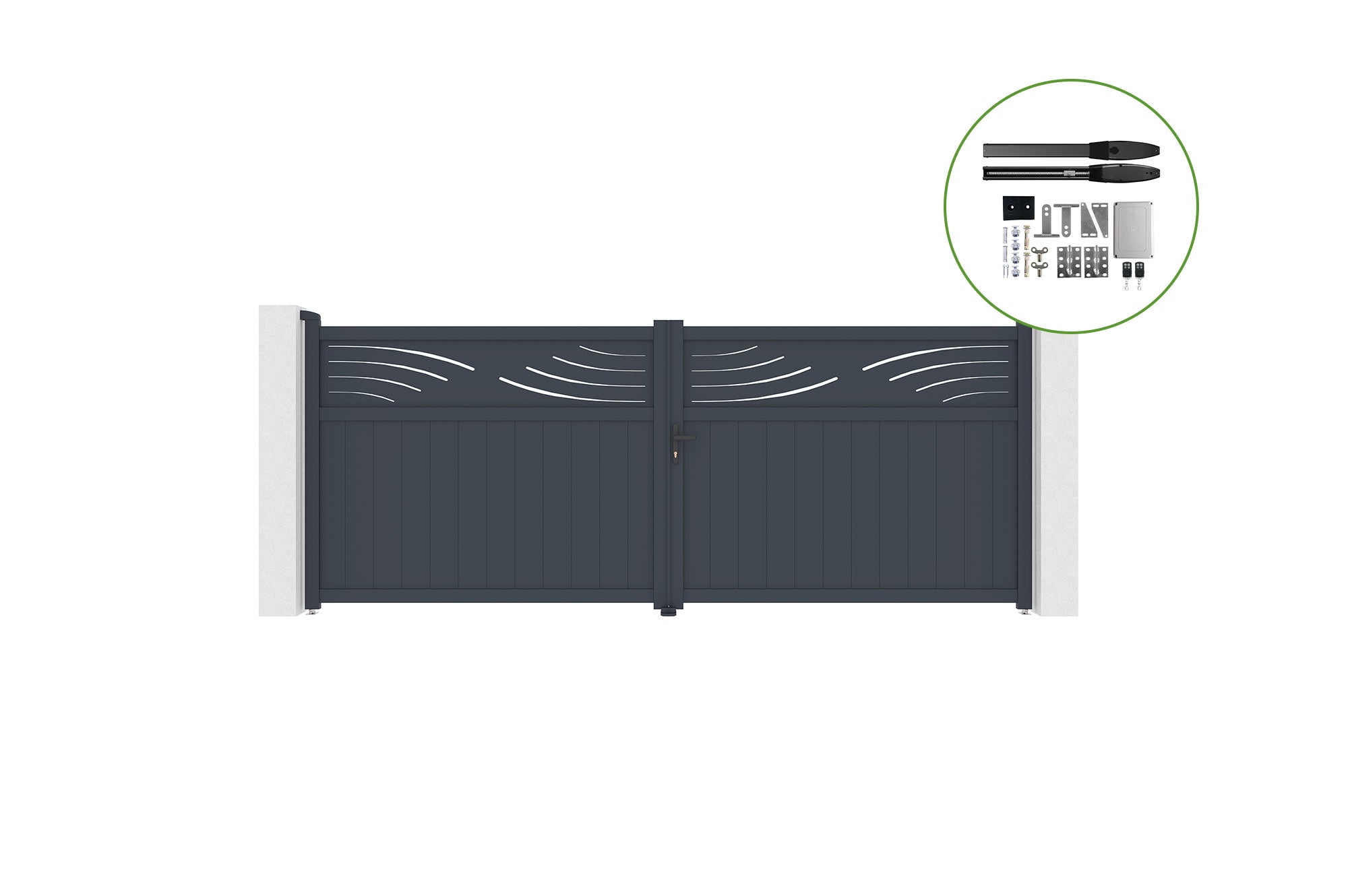 Brama skrzydłowa elektryczna 4m HALTI 400B160 SZARY + napęd HICKER B200