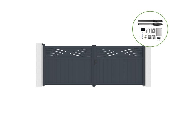Portail battant motorisé 4m HALTI H.160cm + Motorisation HICKER B200