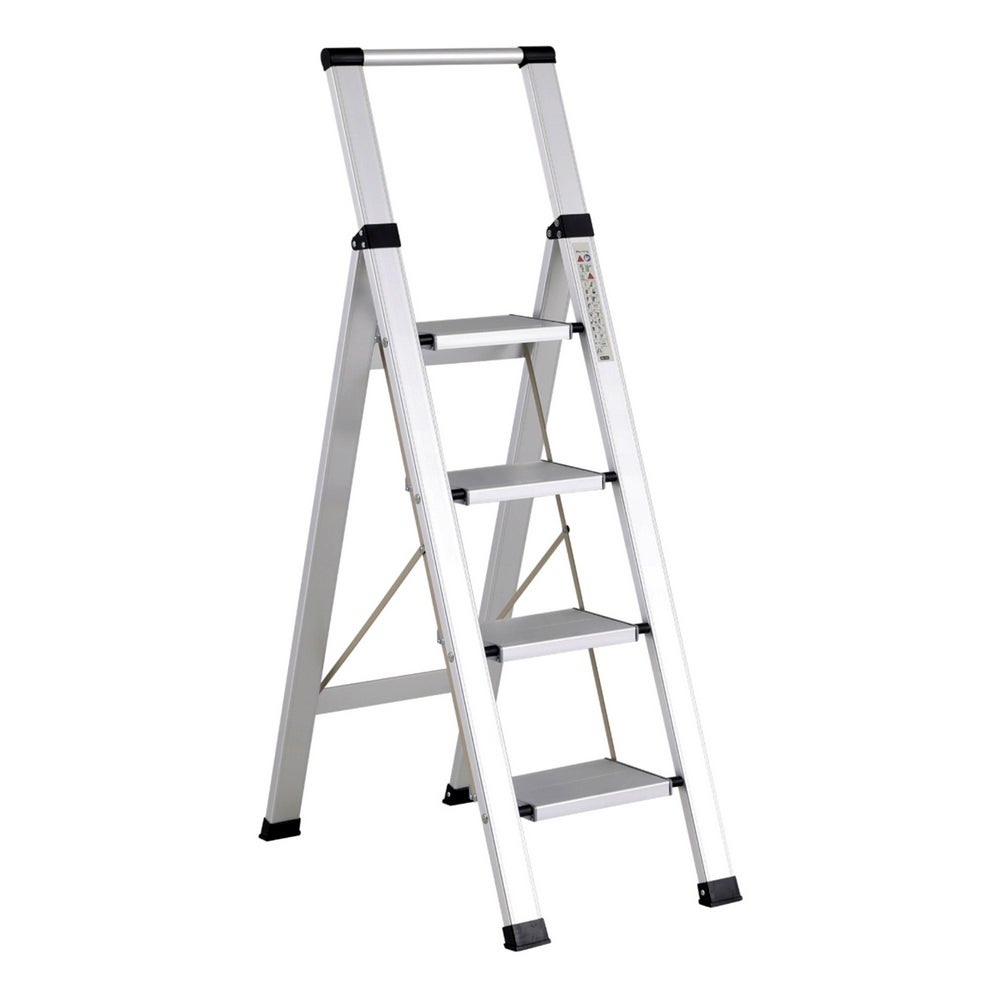 Scala Pieghevole A 8 Gradini, In Alluminio, Antiscivolo, Portata Fino A 150 Kg, Scala A Forbice - 6