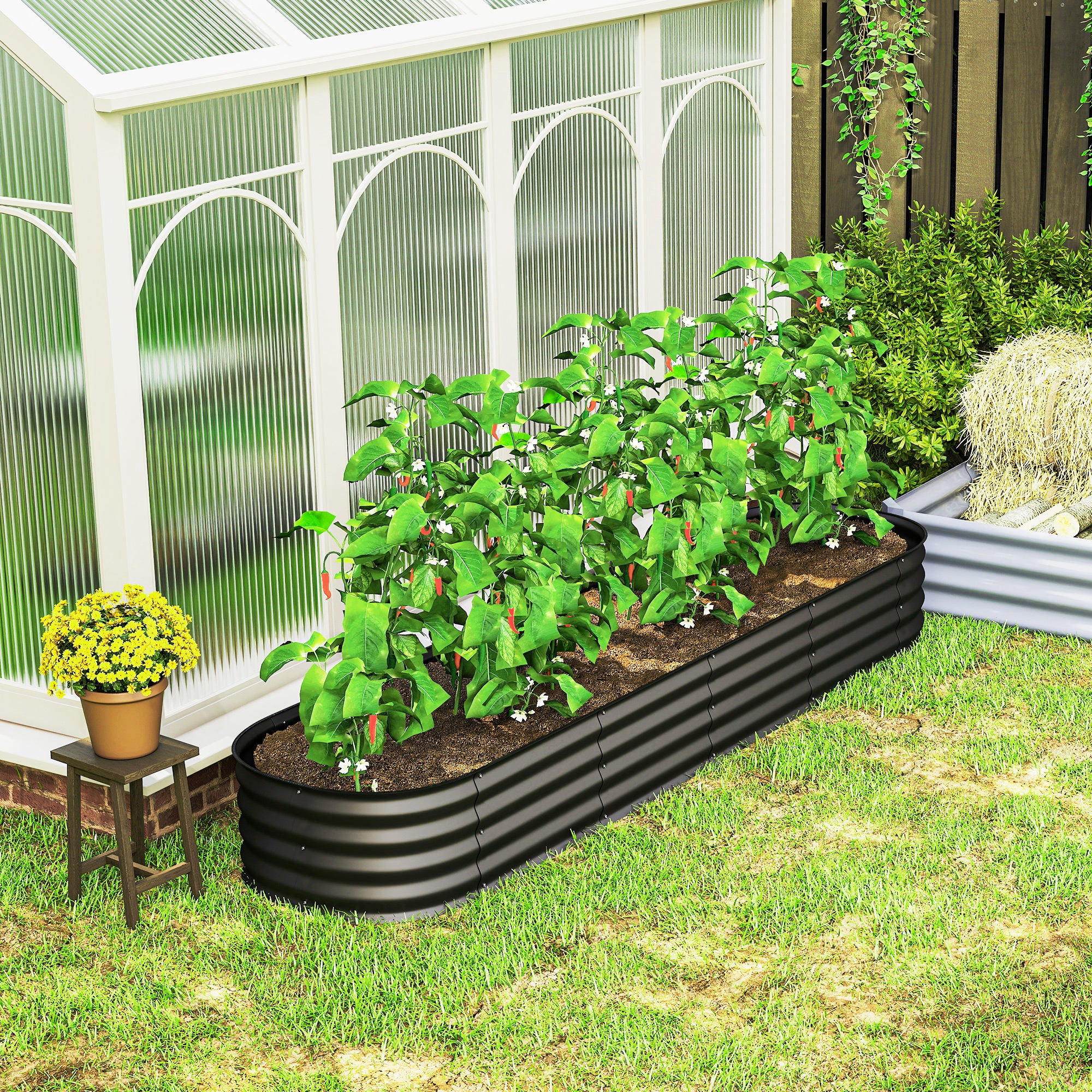 Carré potager de jardin acier galvanisé Outsunny - 8